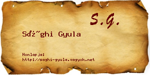 Sághi Gyula névjegykártya